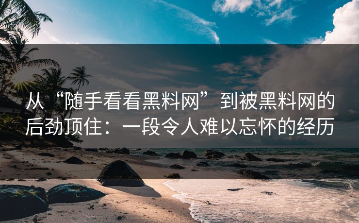 从“随手看看黑料网”到被黑料网的后劲顶住：一段令人难以忘怀的经历